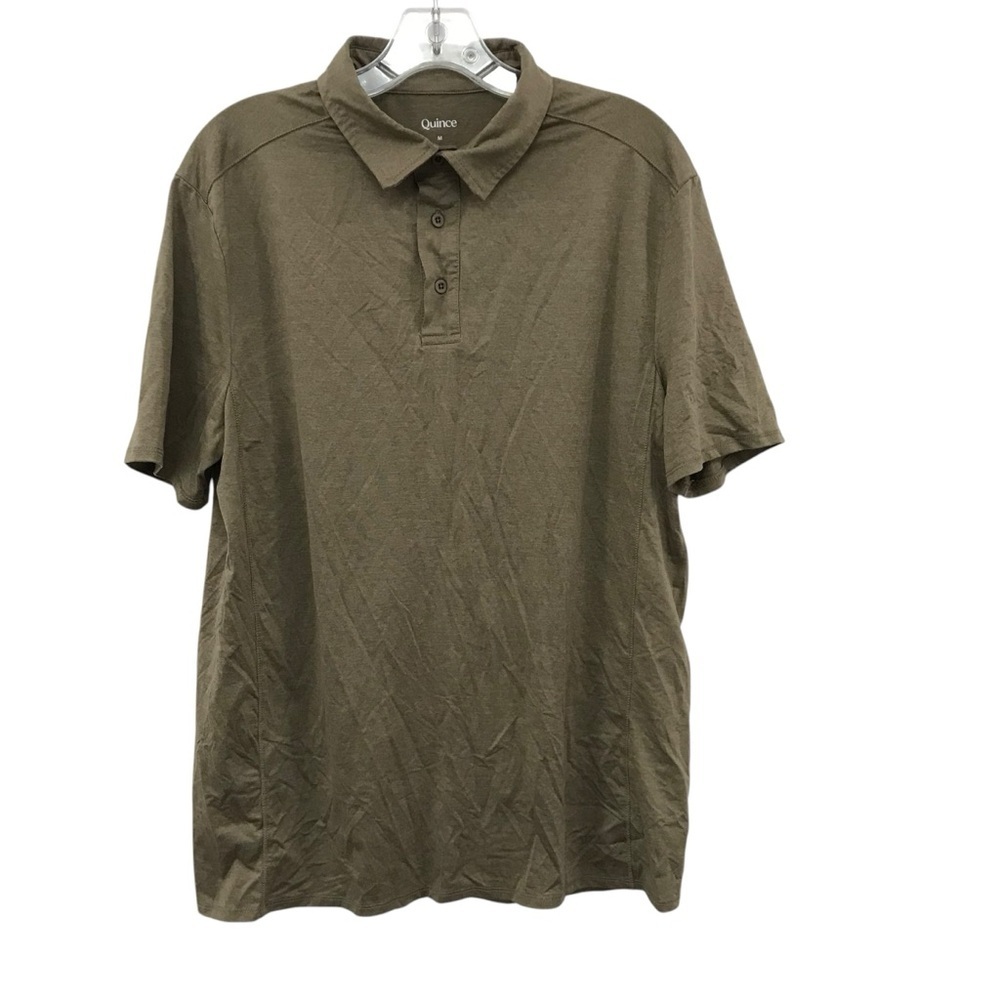 Quince Flowknit Breeze Performance Polo Heather Oatmeal Size Medium